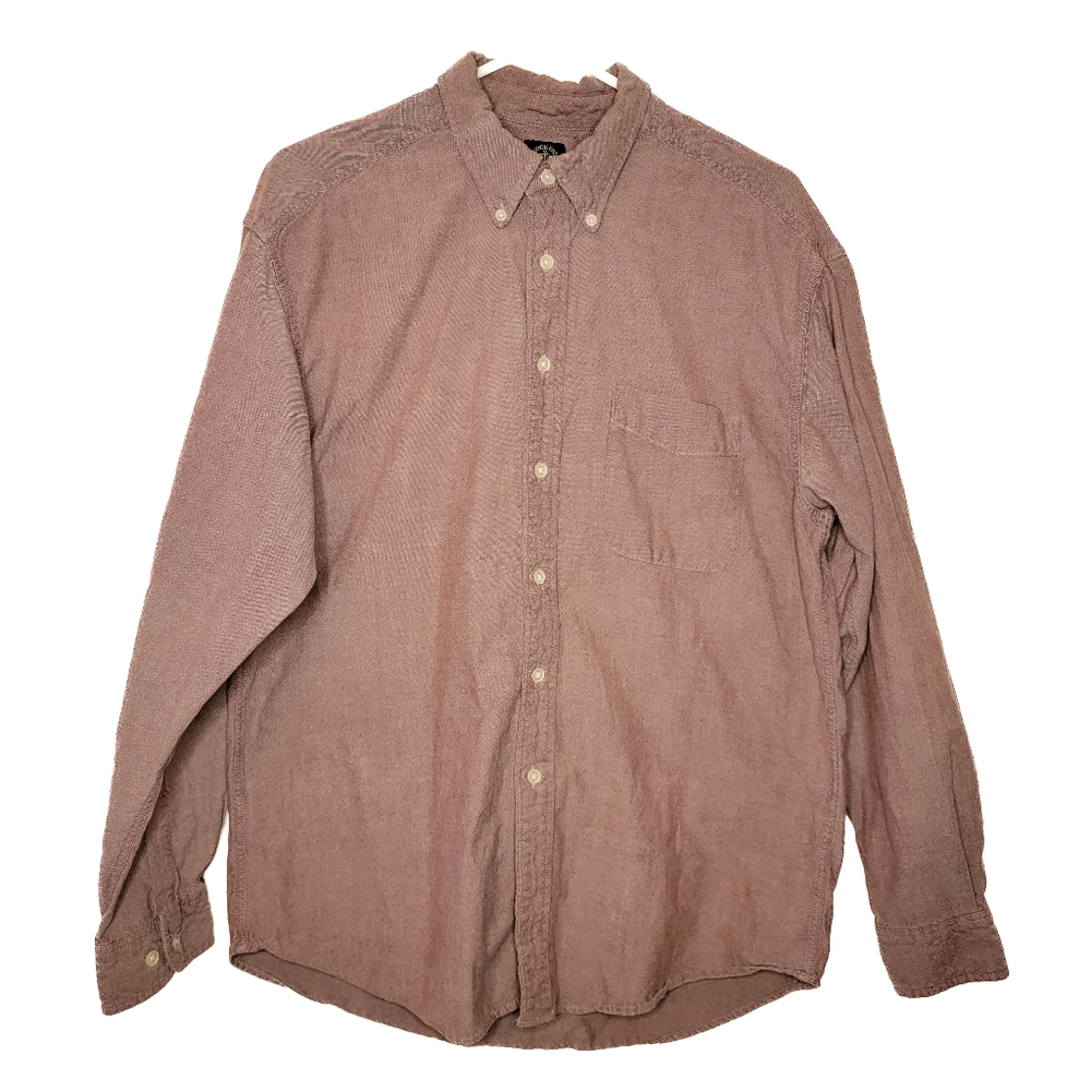 Dockers button down shirt Men's Large maroon chambray cotton long sleeve top